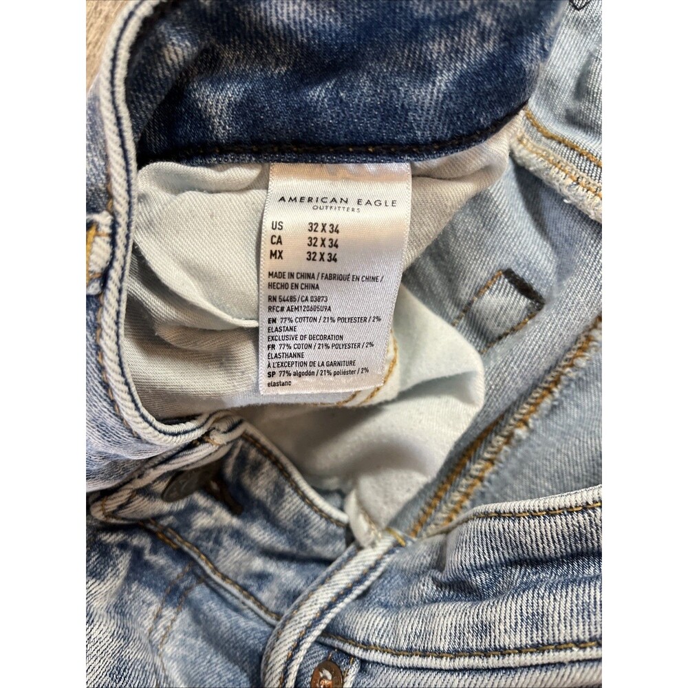 AMERICAN EAGLE AirFlex Plus Jeans Mens 32x34 Blue Stretch Slim Denim Faded - Picture 10 of 12
